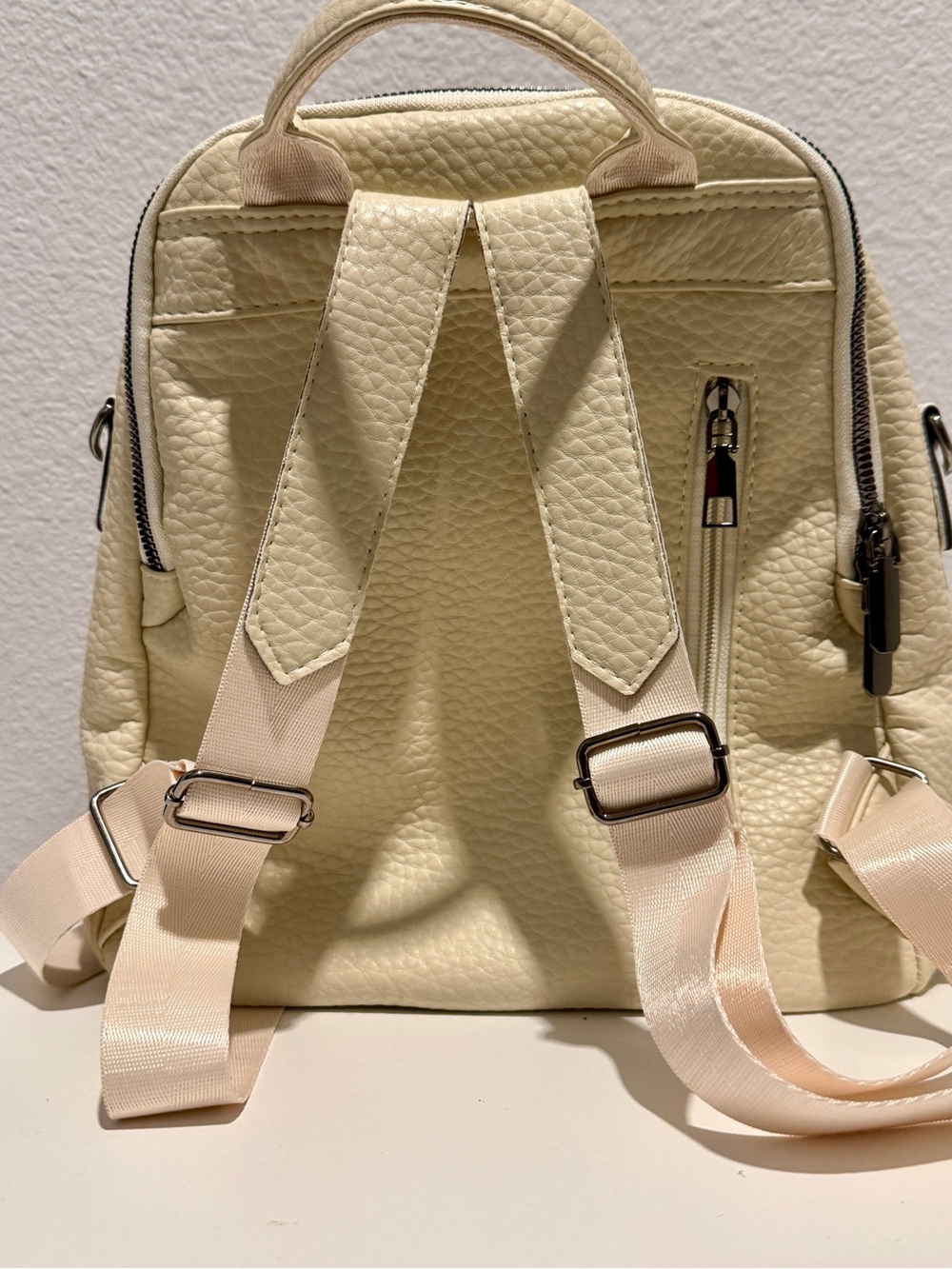 Creamy-White Women's Leather Backpack Purse - Picture 8 of 8